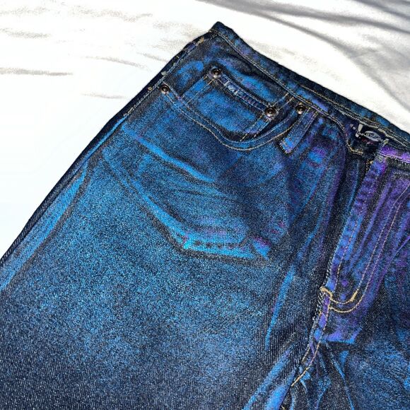 Deadstock Y2K LEI Low Waist Junior Sz 14 Multi Color Spray Painted Jeans Flare - Picture 5 of 16